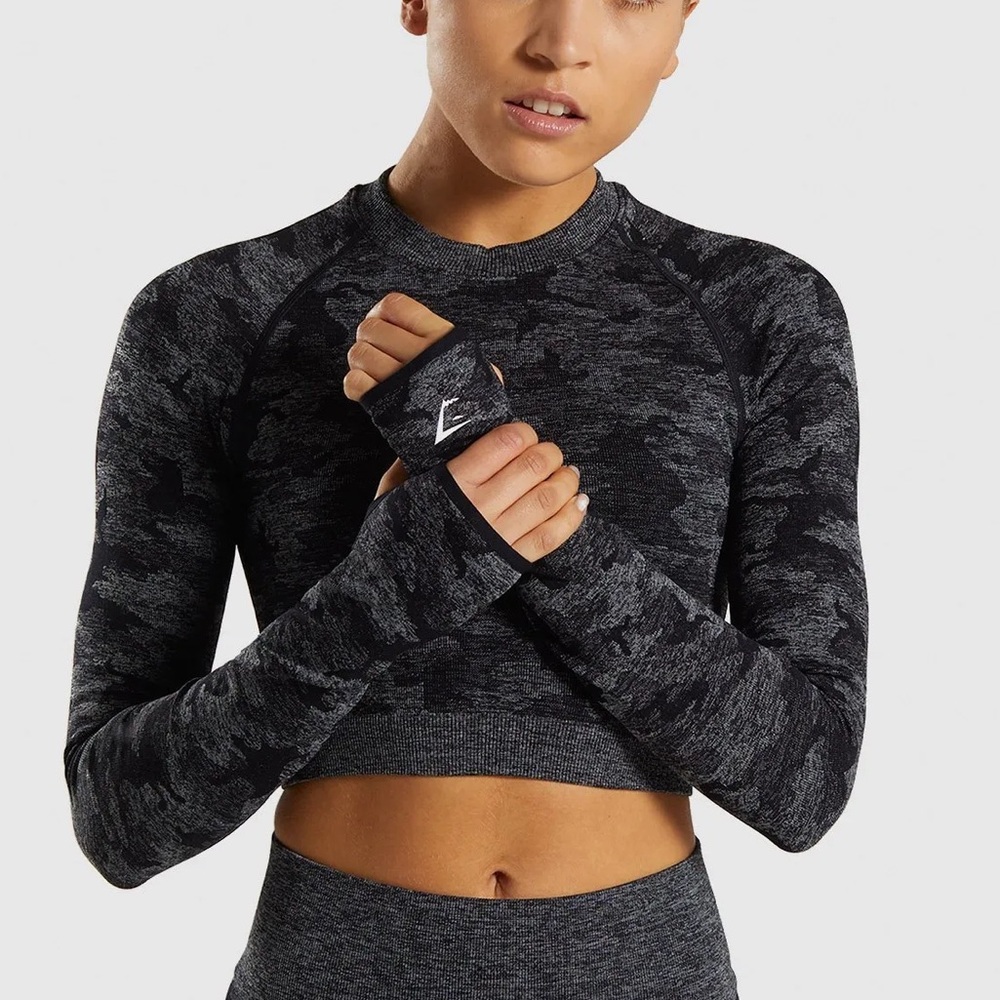 Gymshark Adapt Camo Seamless Long Sleeve Crop Top